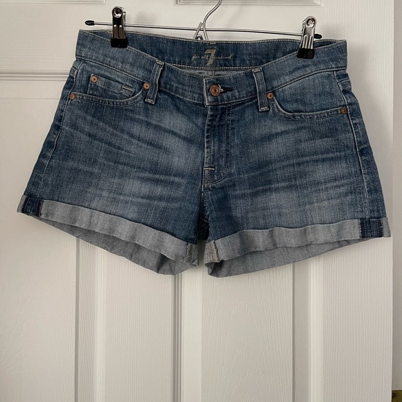7 FOR ALL MANKIND Denim Cuff Shorts - Picture 1 of 5